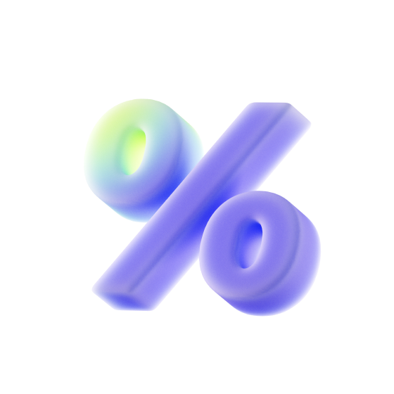 a 3d Aave brand themed percentage sign